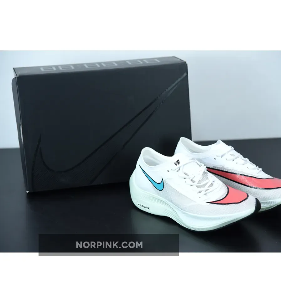 Nike ZoomX VaporFly NEXT% White Blue Orange / nike zoomx white