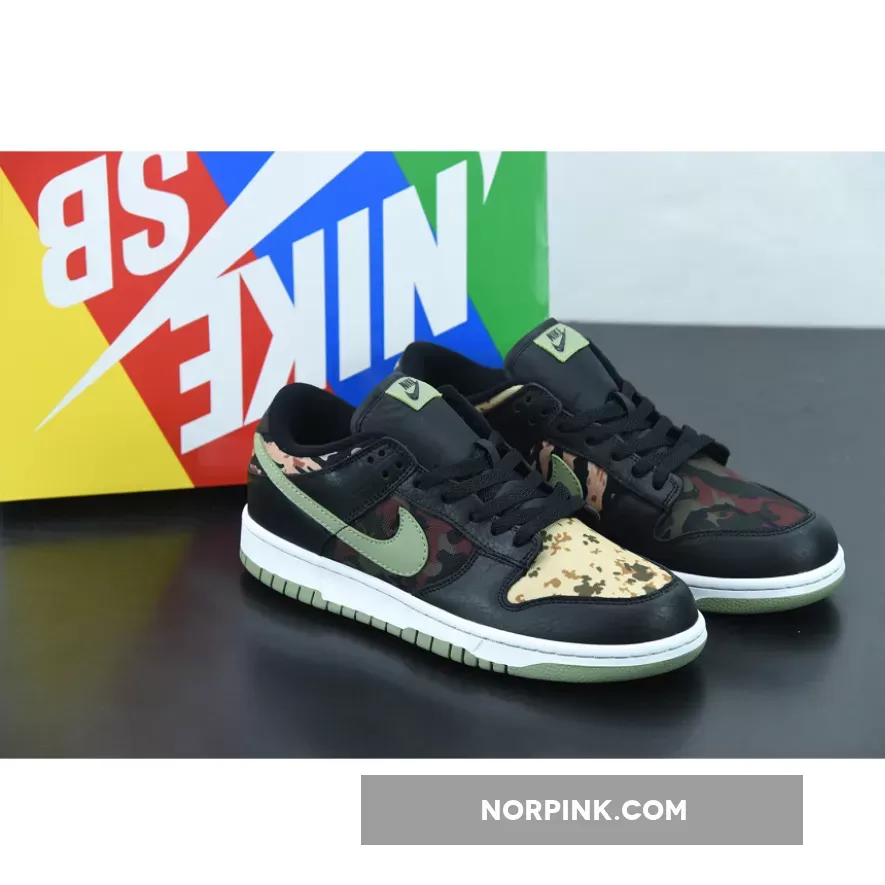 Nike Dunk Low SE Camo Oil Green DH0957-001 nike dunk low green and orange