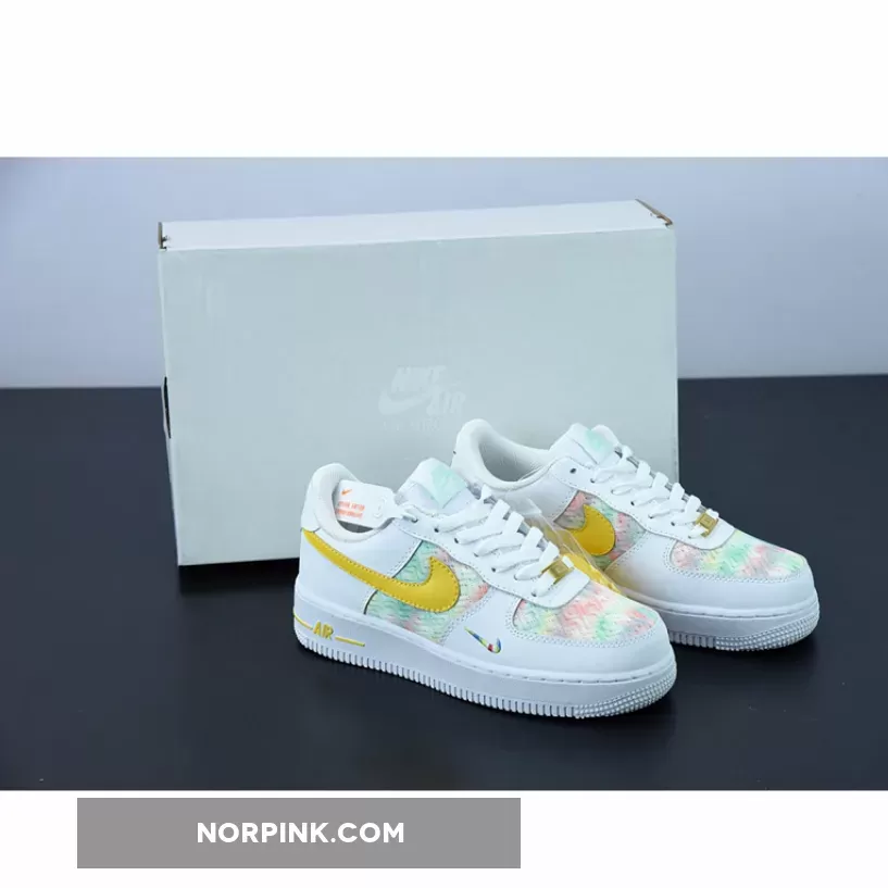 Nike Air Force 1 Low White/Yellow-Multi-Color #multi color air forces