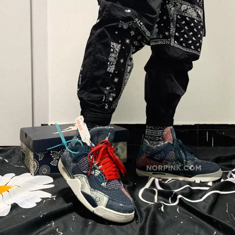 Air Jordan 4 Retro Se 'Sashiko' Cw0898 400 AJ4 Deep Ocean/Sail/Cement Grey/Fire Red / jordan 4 retro se sashiko