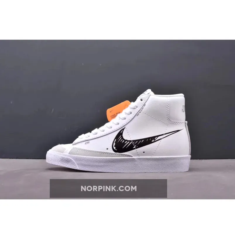 Nike Blazer Mid 77 White Black Sketch CW7580-101 - nike blazer 77 sketch