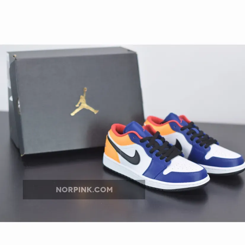 Air Jordan 1 Low White/Track Red/Deep Royal Blue 553558-123 / jordan 1 royal blue low