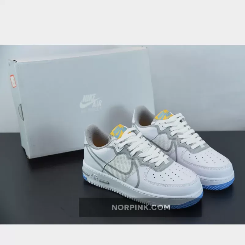 Nike Air Force 1 React White/Light Smoke Grey-University Gold