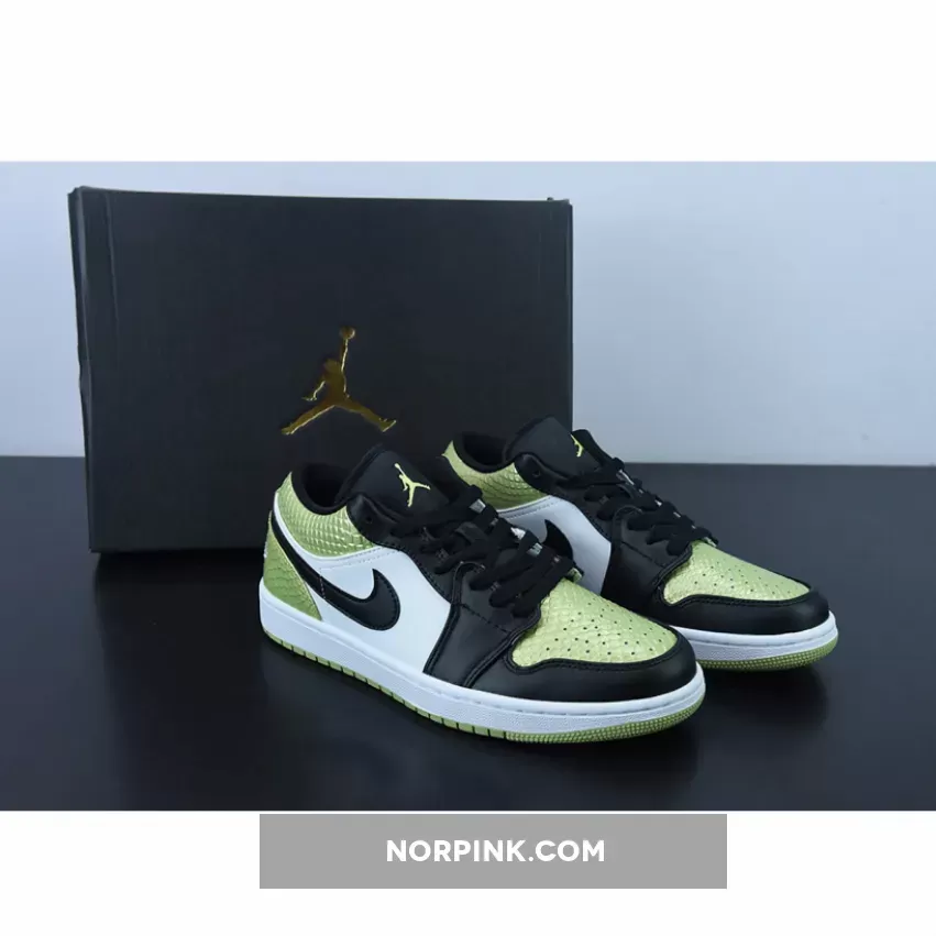 Air Jordan 1 Low 'Vivid Green Snakeskin' Vivid Green/Black/White DX4446-301 / jordan 1 snakeskin black