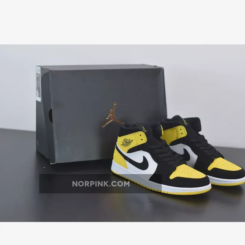 Air Jordan 1 Mid 'Yellow Toe' Black/Tour Yellow-White 852542-071 yellow toe mid
