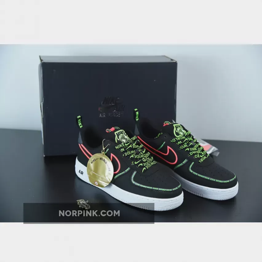 Nike Air Force 1 Low "Worldwide" Black/Flash Crimson-Green Strike
