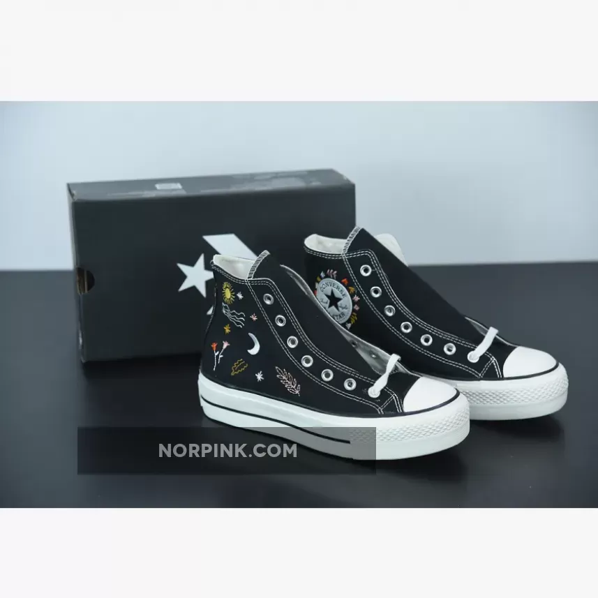 Converse Chuck Taylor All Star Platform It's Okay To Wander Hi Black For Womens - It's Ok To Wander Platform Converse 571085C
