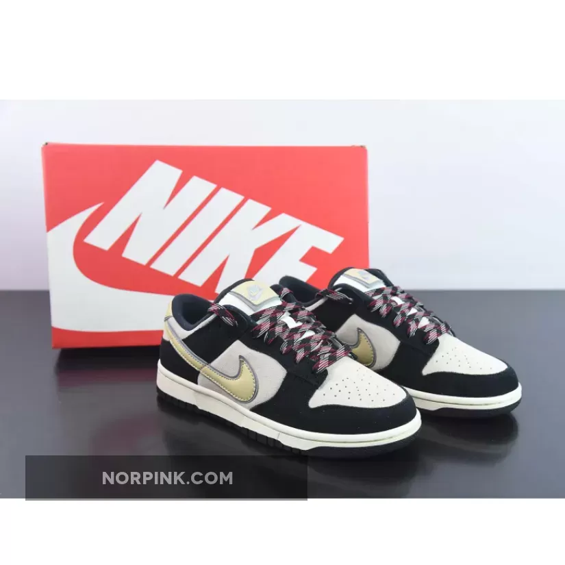 Nike Dunk Low Suede 'Navy Bone' Black/Team Gold-Coconut Milk - nike dunk suede