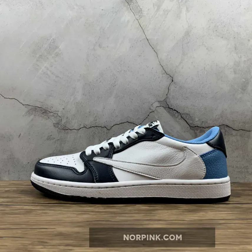 Travis Scott x Air Jordan 1 Low 'UNC' White Navy Blue | unc white