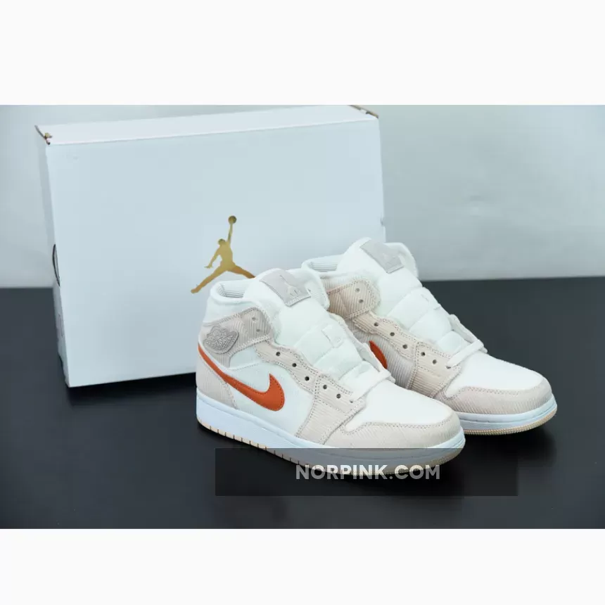 Air Jordan 1 Mid 'Corduroy' Sail/Orange Quartz / corduroy jordan