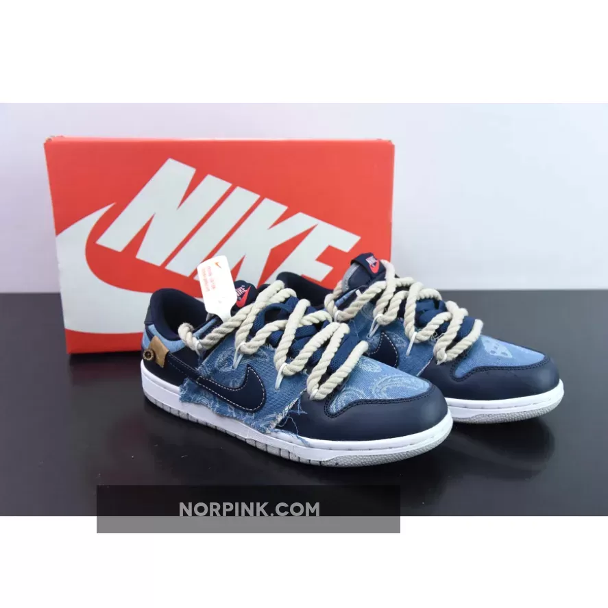 Where To Buy Custom Nike Dunk Low Denim Navy Blue