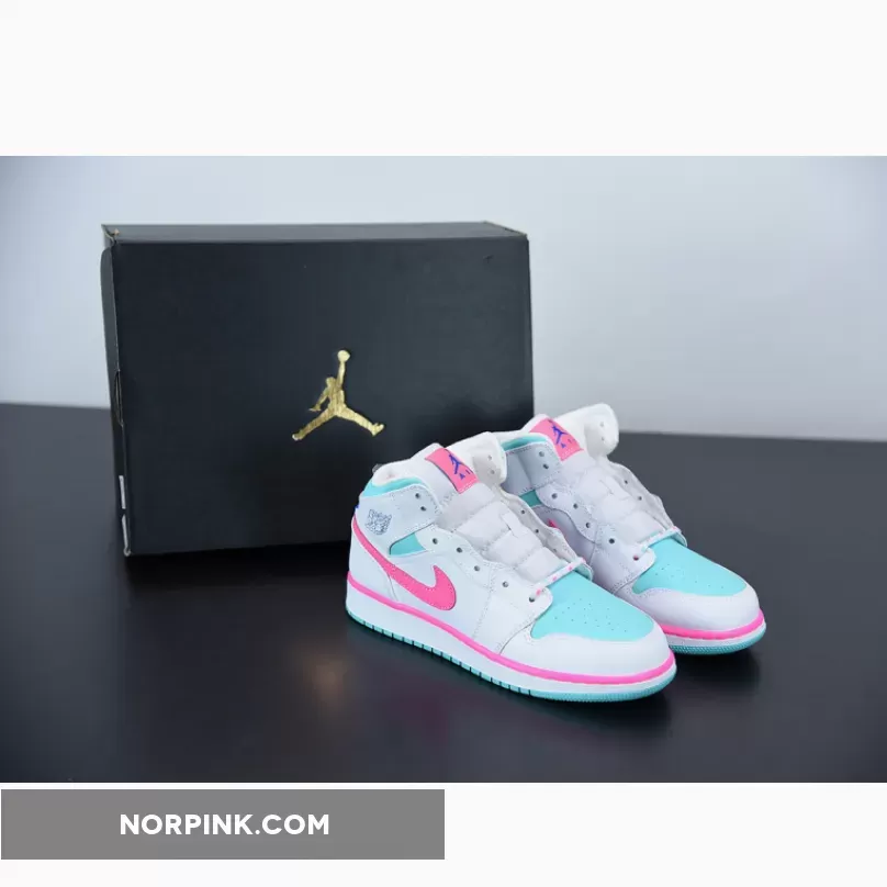 Air Jordan 1 Mid GS White Digital Pink 555112-102 / air jordan 1 mid gs pink