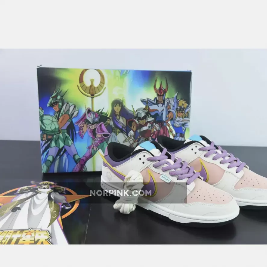 Saint Seiya x Nike Dunk Low Custom White Purple Pink