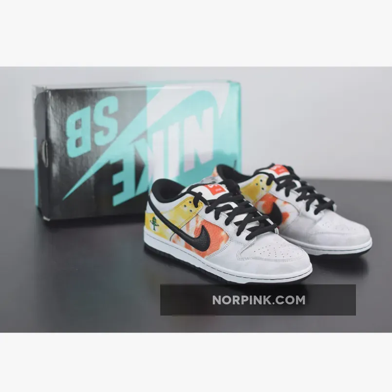 Nike SB Dunk Low "Raygun Tie-Dye" White/Orange Flash