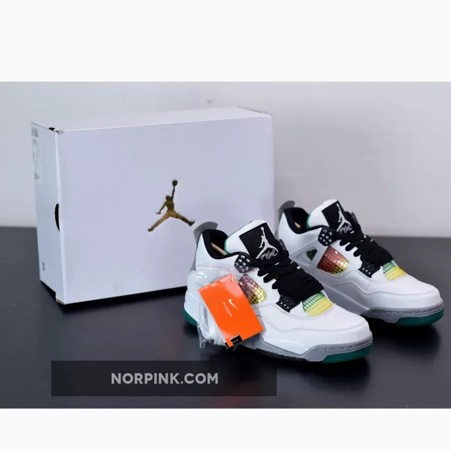 Air Jordan 4 Retro 'Green Rasta' White/Black/University Red/Lucid Green / green jordan 4 retro