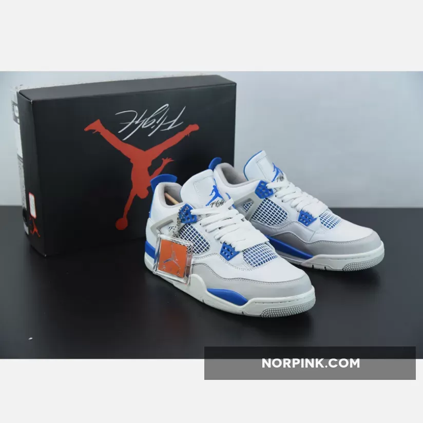 Air Jordan 4 OG White/Neutral Grey-Military Blue 308497-105 - jordan 4 royal blue