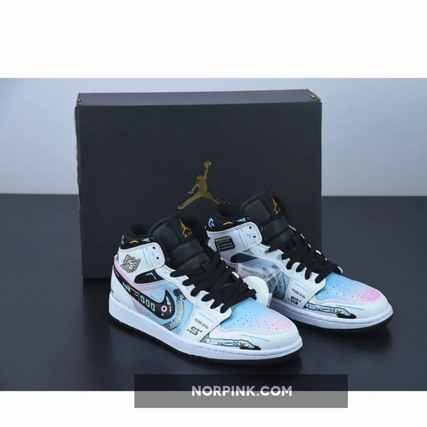 Custom Air Jordan 1 Mid OG 'Video Game' White Black / custom air jordan 1 mid