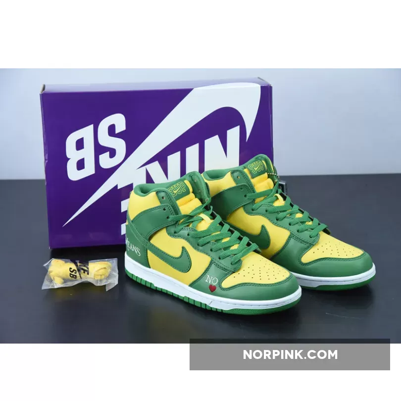 Supreme Nike Dunk High / Supreme x Nike SB Dunk High 'By Any Means Brazil' Yellow Green DN3741-700
