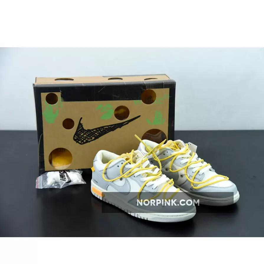 Off-White X Nike Dunk Low '29 Of 50' Sail/Grey/Yellow DM1602-103 Online Sale