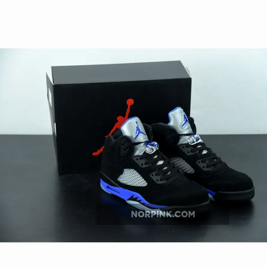 Air Jordan 5 Black/Racer Blue/Reflective Silver AJ5 - racer jordan 5