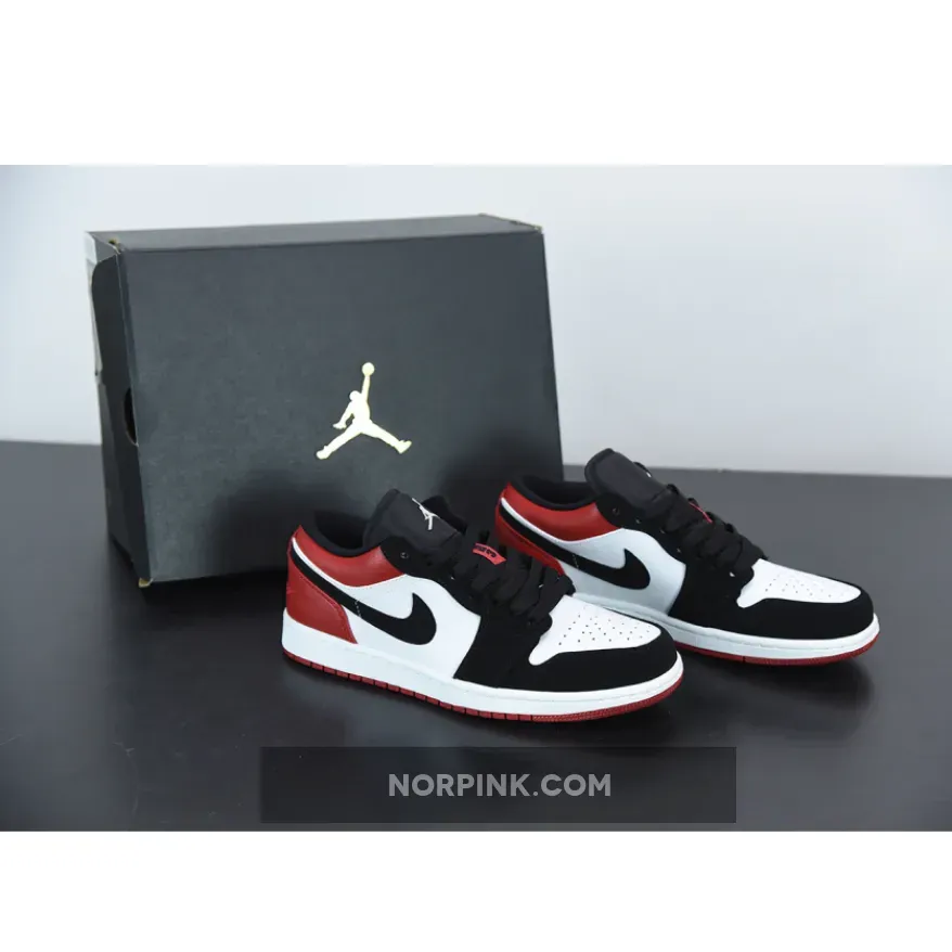 Air Jordan 1 Low 'Black Toe' Black Red 553558-116 - air jordan 1 low white black gym red