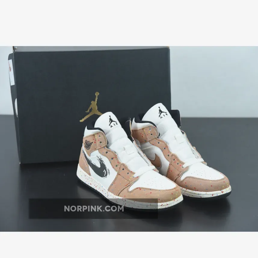 Air Jordan 1 Mid SE 'Brushstroke' Sail/Black-Cider-Chile Red DA8005-100 / sail/black-cider-chile red