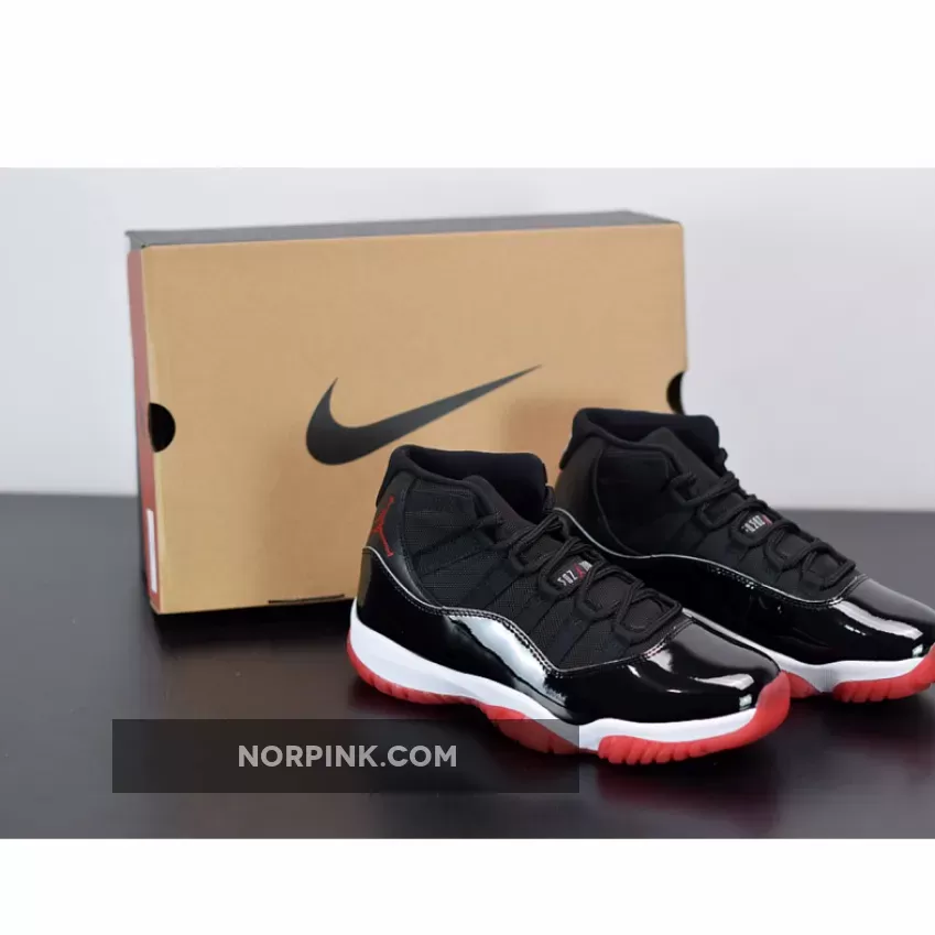 Nike Air Jordan 11 Retro "Bred" 2019 Black/White/Varsity-Red Basketball Shoes 378037 061 AJ11 Sneakers
