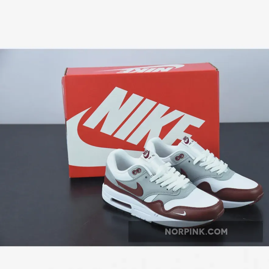 Nike Air Max 1 White/Mystic Dates-Wolf Grey-Black nike air max brown leather
