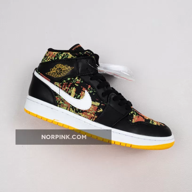 Air Jordan 1 Mid Black/White-Laser Orange-Bright Melon #bright jordan 1