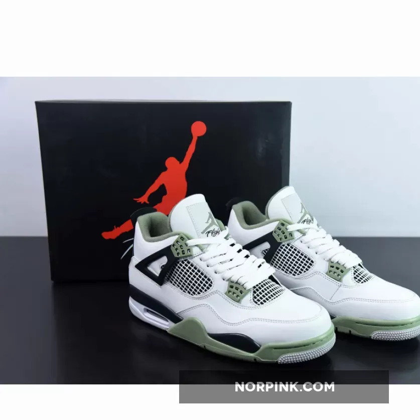 Air Jordan 4 Seafoam/White/Black/Neutral Grey AQ9129-103 Discount