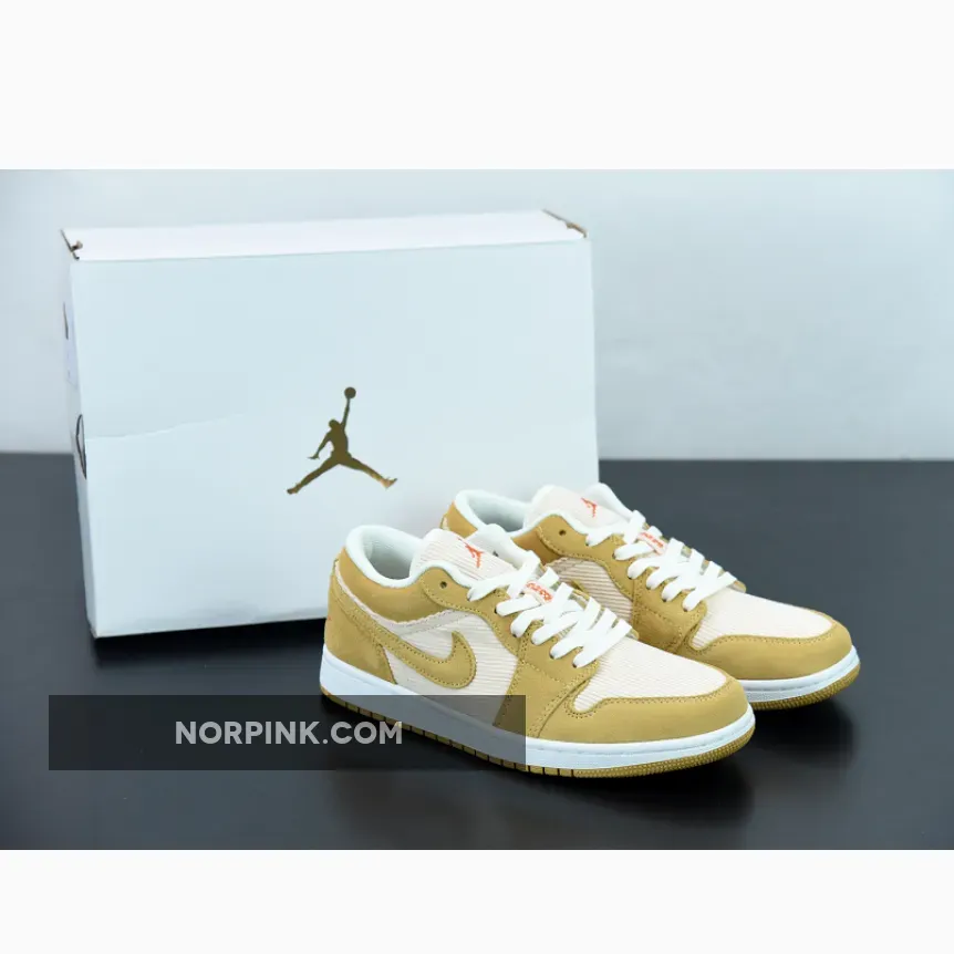 Air Jordan 1 Low 'Corduroy' Twine/Orange-Orange Quartz-Sail | air jordan 1 low corduroy