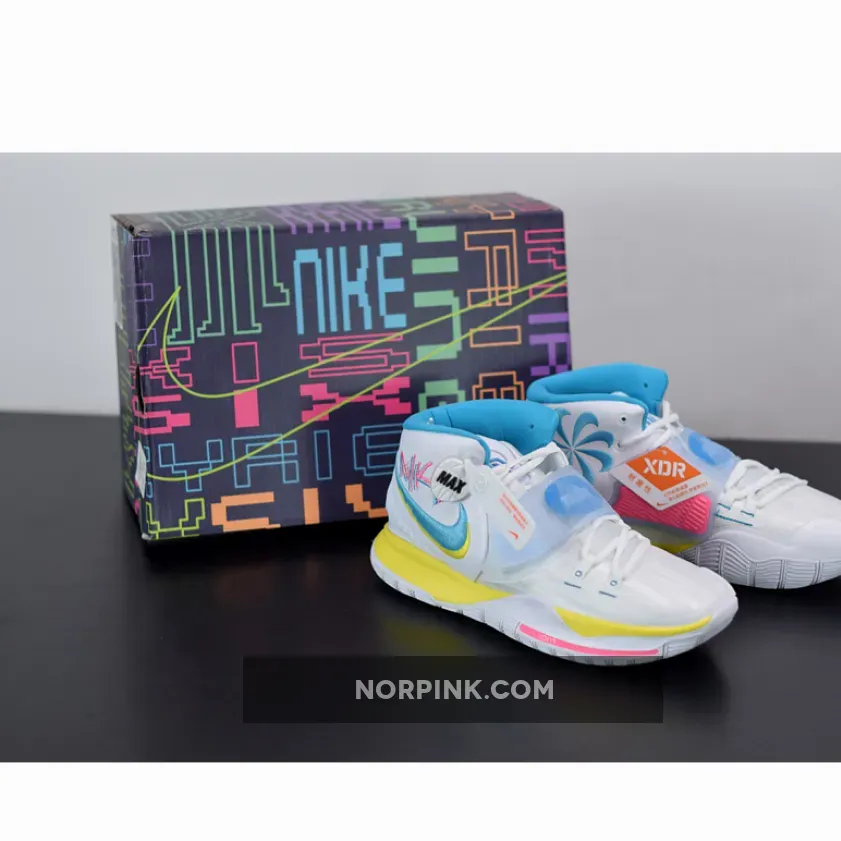 Nike Kyrie 6 'Neon Graffiti' White/Blue Fury/Opti Yellow/Digital Pink #yellow kyrie 6
