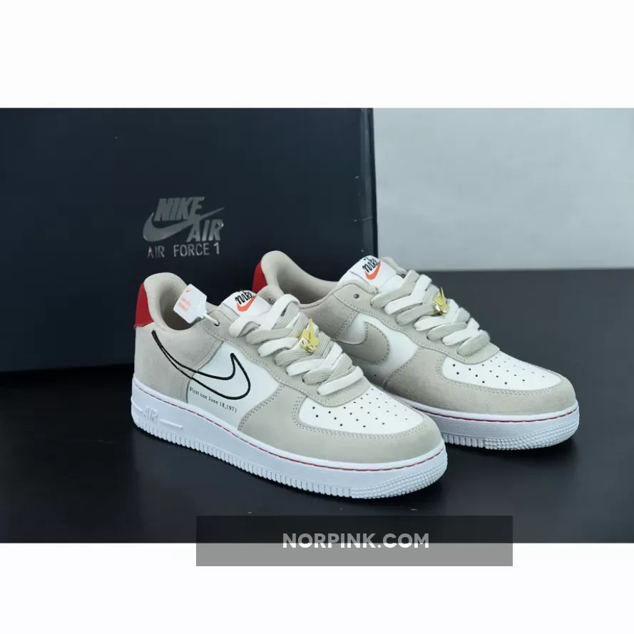 Nike Air Force 1 Low 'First Use' Light Stone/Black-Sail-University Red - nike air force 1 1971