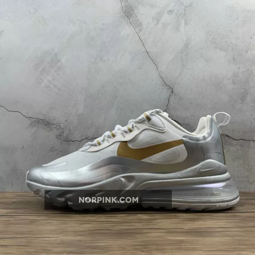 Nike Air Max 270 React 'City of Speed' White Silver CQ4597-110 / air max 270 white metallic silver