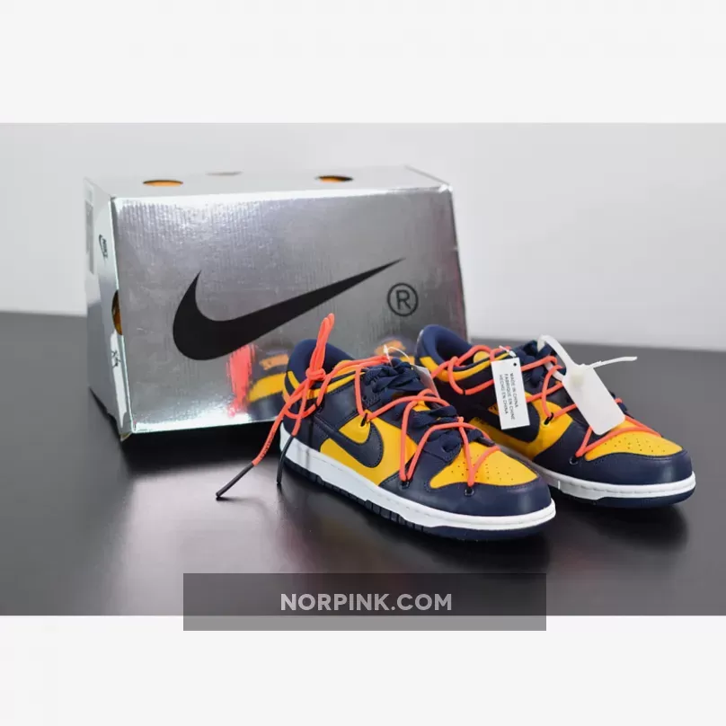 Off-White X Nike Dunk Low University Gold/Midnight Navy-White CT0856-700​​​​​​​ Discount