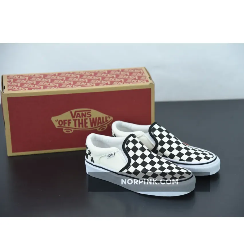 Vans Asher Slip-On 'Checkerboard' Black/Natural - van asher