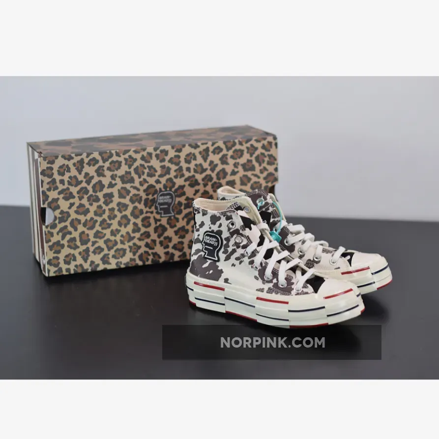 Cow Print Platform Converse - Brain Dead x Converse Chuck 70 High Top Egret/Black/French Roast 169946C