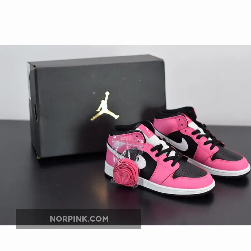Jordan 1 Mid GS Black Pinksicle WMNS 555112-002