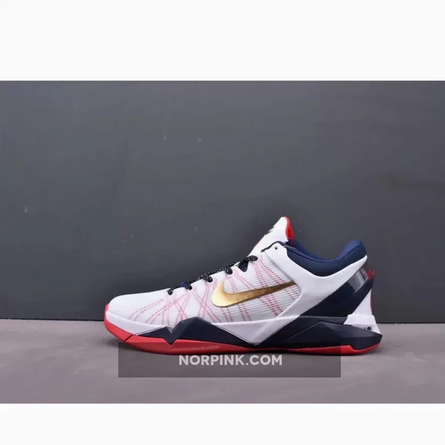Nike Zoom Kobe 7 White/Metallic Gold-Obsidian-University Red