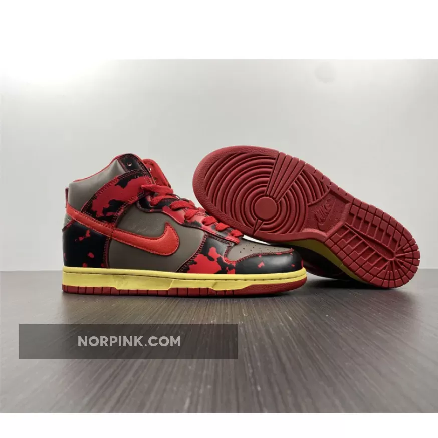 Nike Dunk High 1985 'Red Acid Wash' University Red/Chile Red #acid goat