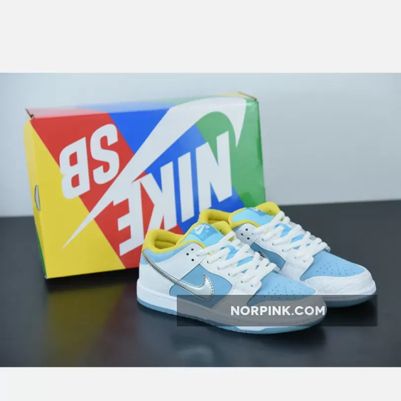 FTC x Nike SB Dunk Low White/Lagoon Pulse-Metallic Silver-Speed Yellow / sb dunk ftc