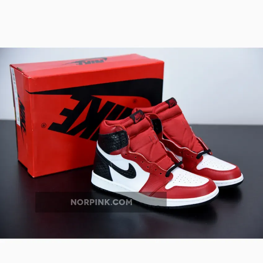 Air Jordan 1 High Retro WMNS "Satin Snake" Gym Red/Whte-Black AJ1 Unisex