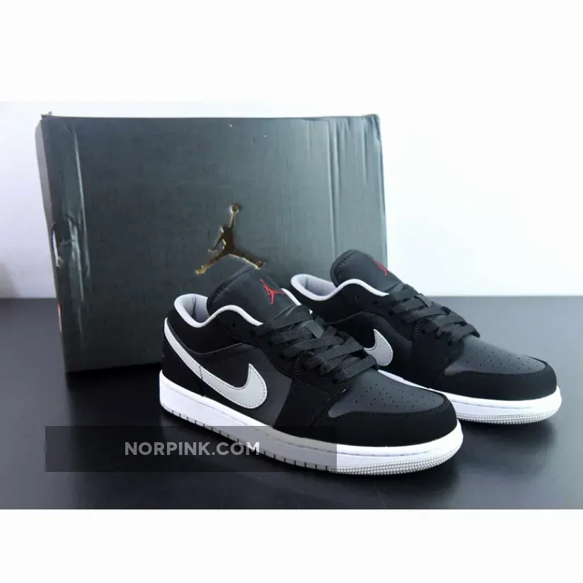 Air Jordan 1 Low Black/University Red-Cement Grey