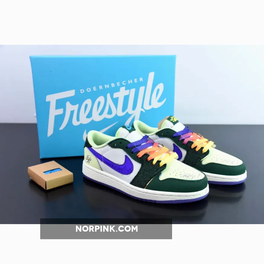 Air Jordan 1 Low OG "Doernbecher" Gorge Green/Purple-White-Volt