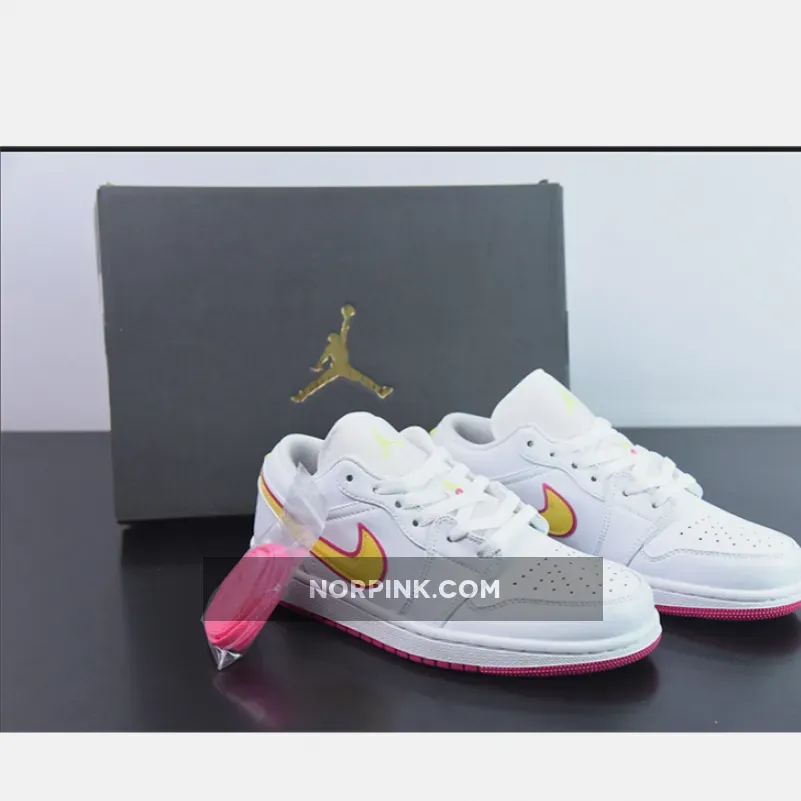 Air Jordan 1 Low White Pink Yellow Volt