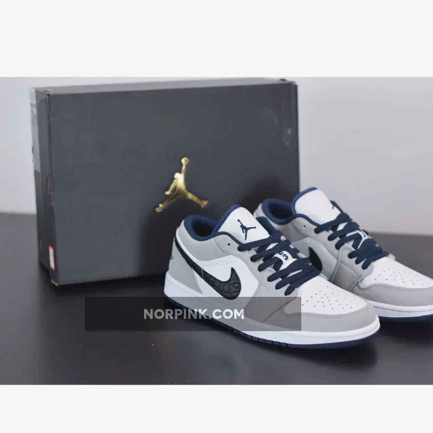 Air Jordan 1 Low White/True Blue-Cement Grey-Black