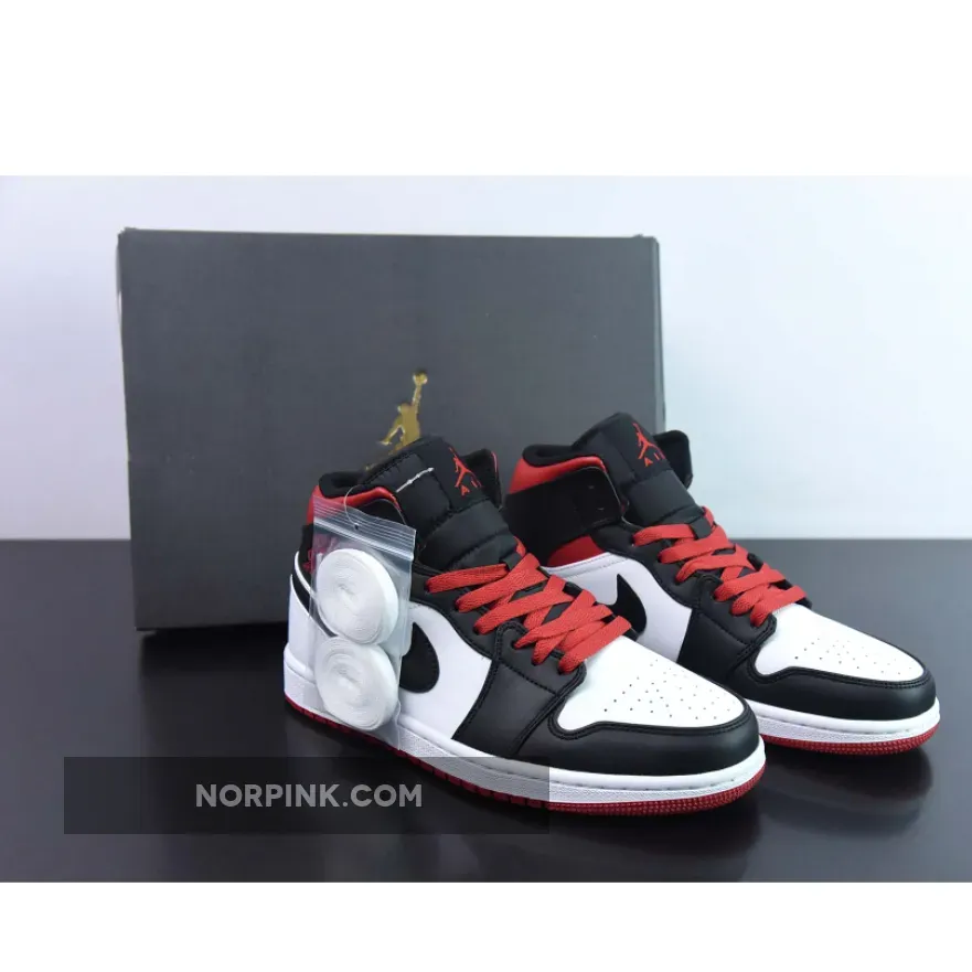 Air Jordan 1 Mid "Black Toe" White/Black-Gym Red