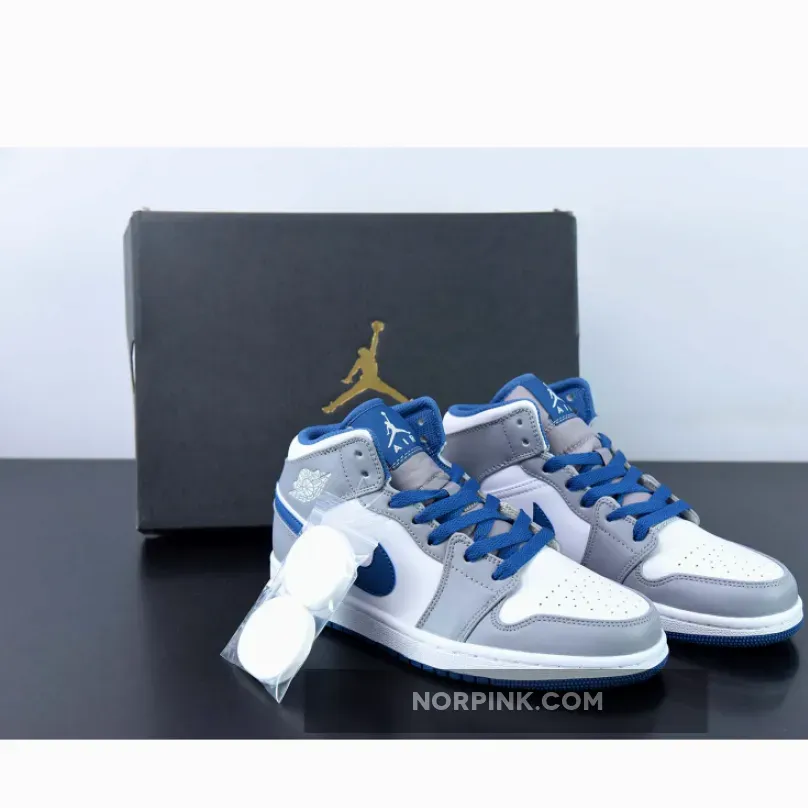 Air Jordan 1 Mid Cement Grey/True Blue/White
