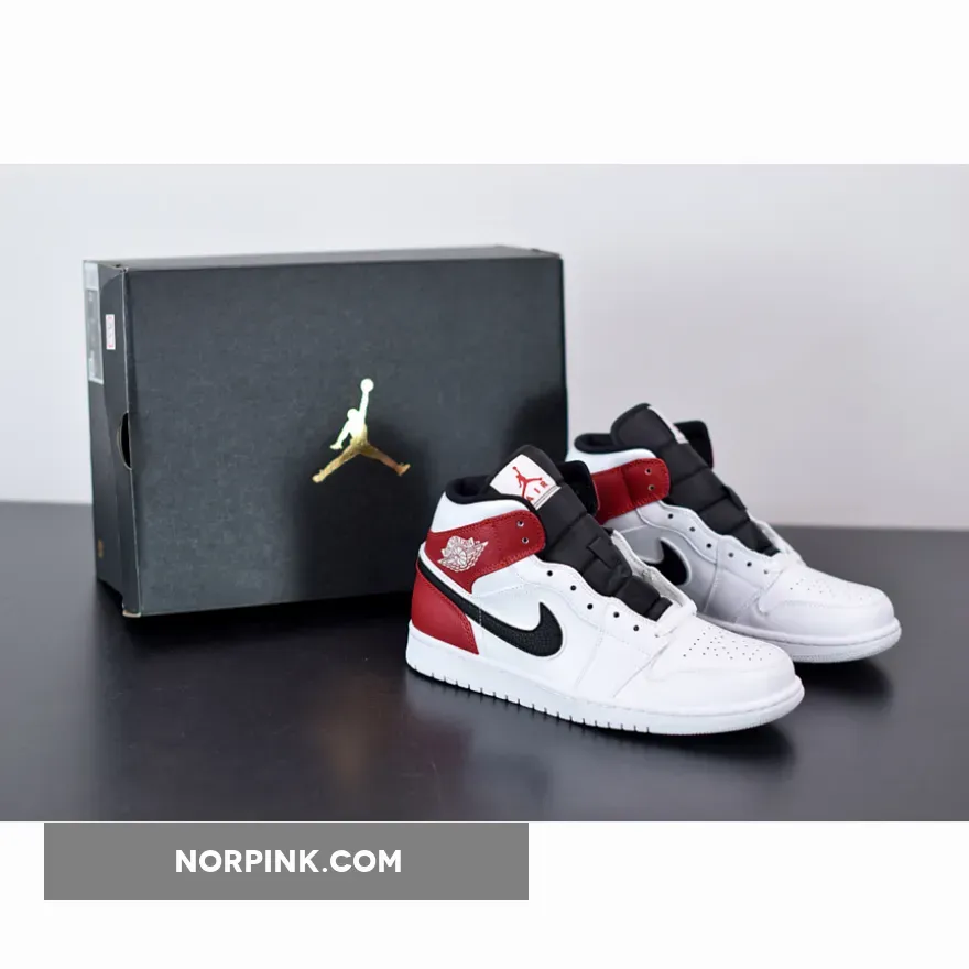 Air Jordan 1 Mid Chicago White/Black-University Red AJ1