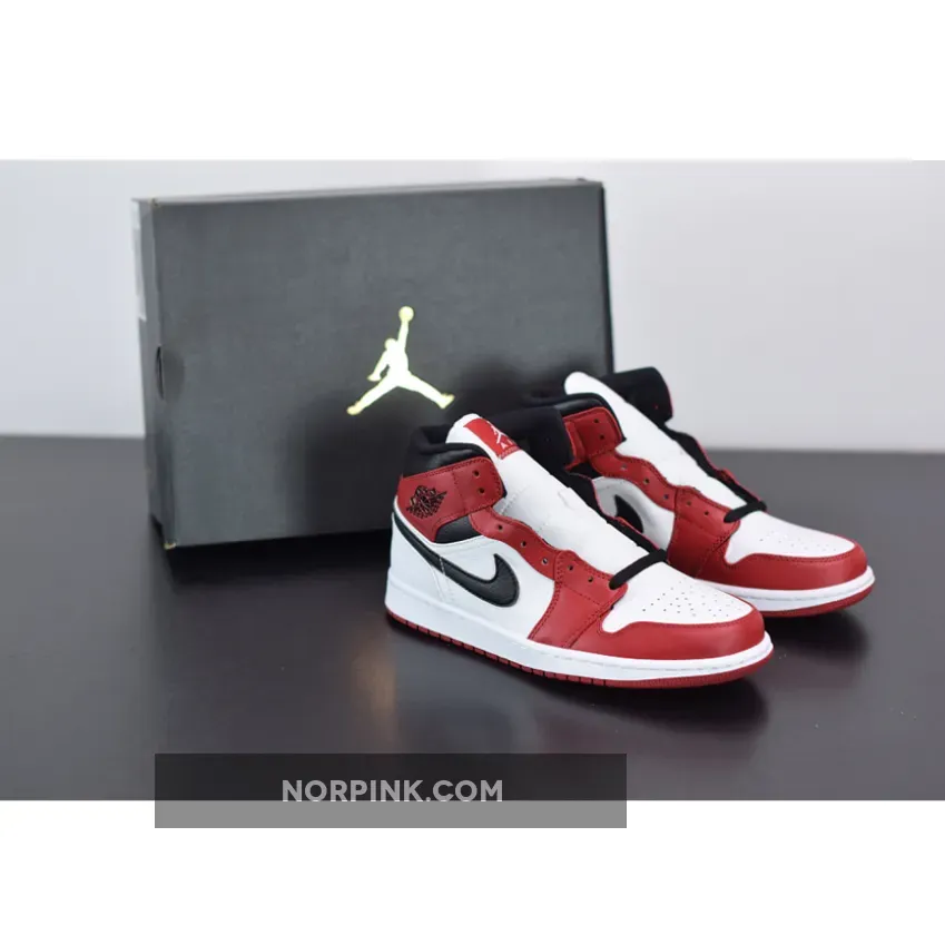 Air Jordan 1 Mid Chicago White/Gym Red/Black AJ1